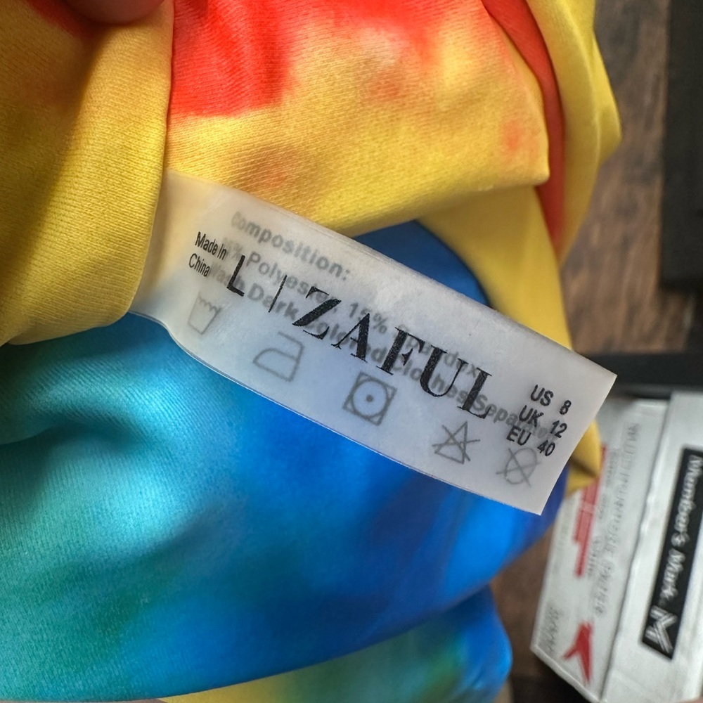 ZAFUL Black Bikini Top and Rainbow Bottoms size L <<<217>>> - Picture 3 of 6
